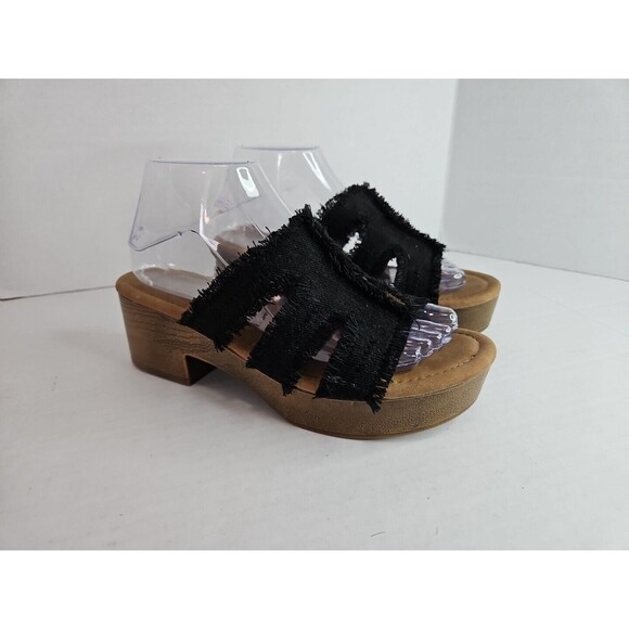 Rocket Dog CLIPPER BORIS REWOVEN Canvas Slides Mules Sandals Size 8 BLACK - Picture 1 of 9